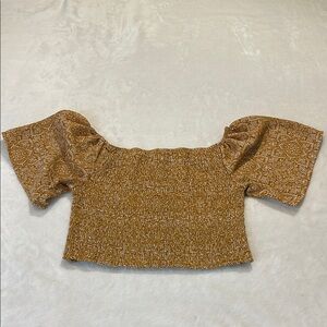 LIVE TO BE SPOILED SIZE S Women's Brown Off-Shoulder Top, Crop, Elastic …